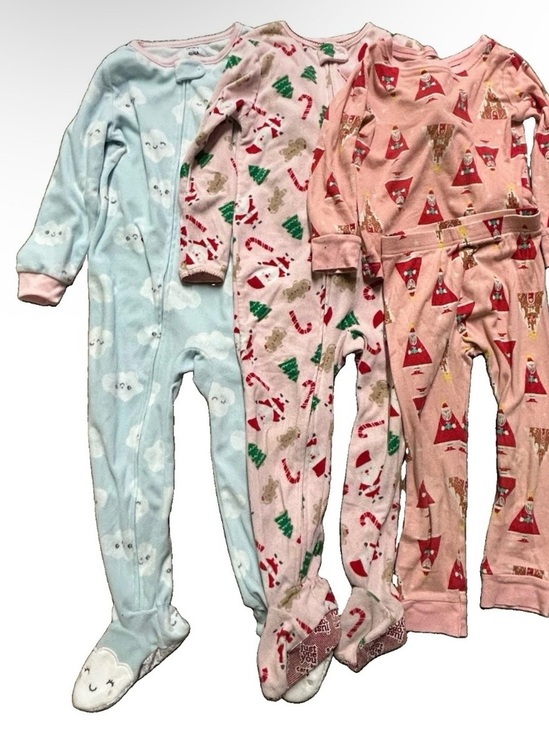Carter's Other - Toddler Girl Winter Pajamas Fleece Footies Clouds Christmas Santa Size 4T